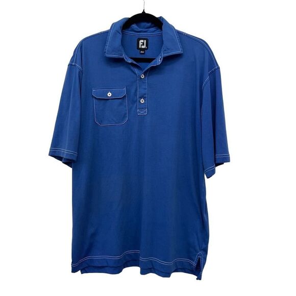 FootJoy Other - FootJoy Men's XL Blue Golf Polo Shirt Chest Pocket Logo Collared Button Top